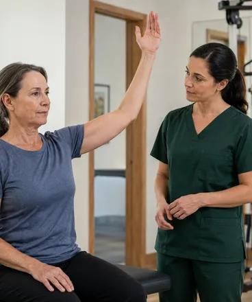 A patient moving and exercising